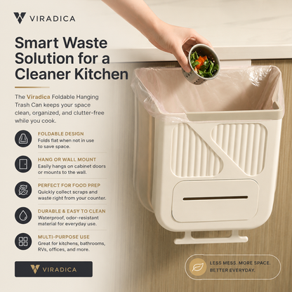 Foldable Hanging Trash Can – Space-Saving Kitchen Cabinet Garbage Bin
